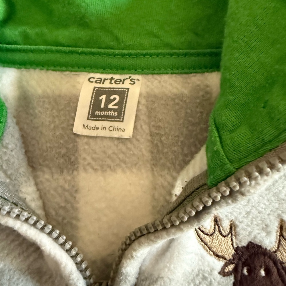 Carter's Gray and White Zip-Up Hoodie - Picture 5 of 7
